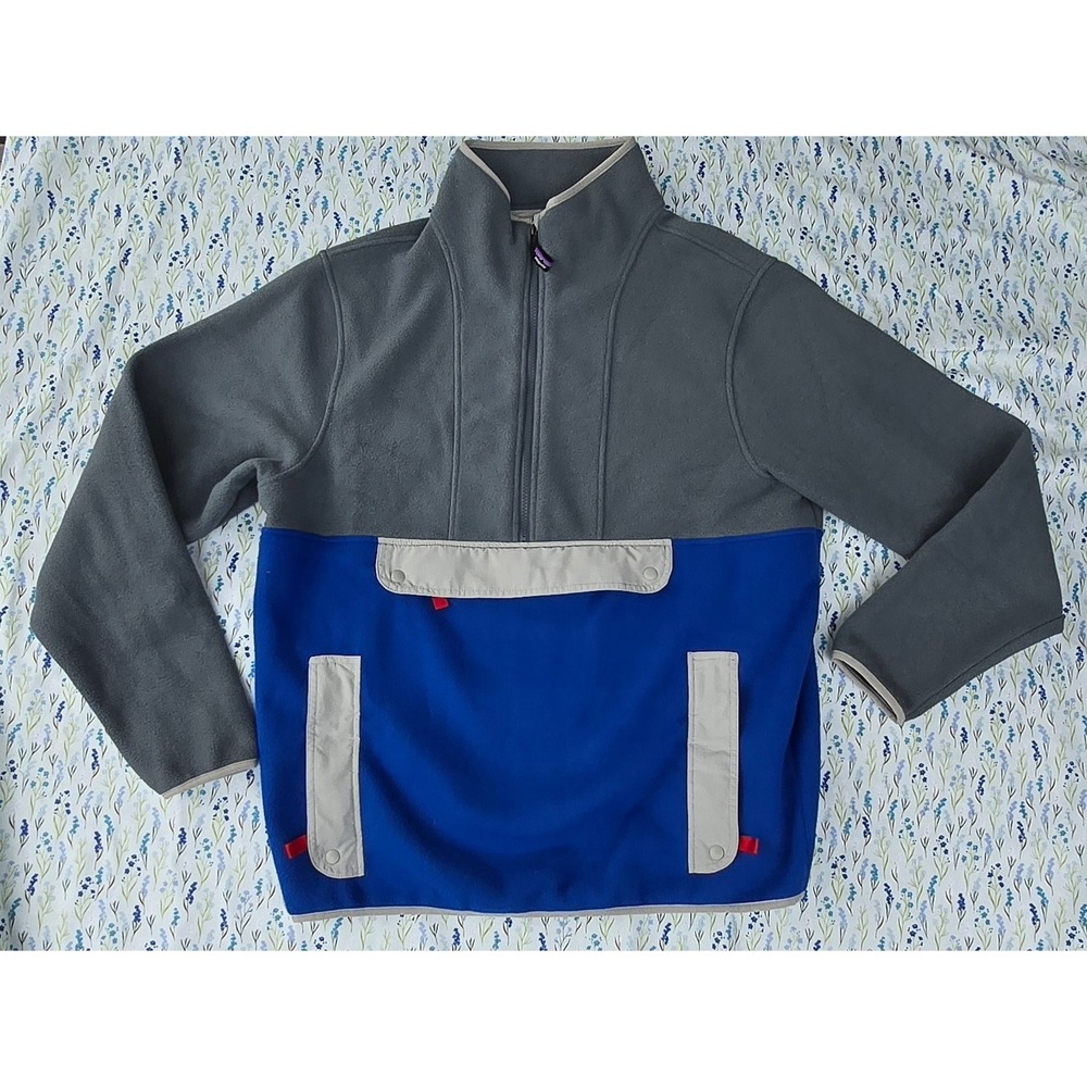 Patagonia Fleece Quarter Zip Pullover Gray‎ Blue Men L